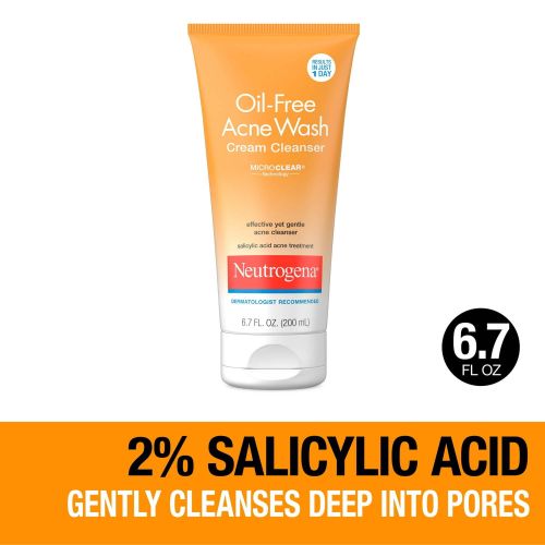 cNeutrogena Oil-Free Acne Face Wash Cream, Face Cleanser, 6.7 fl. oz